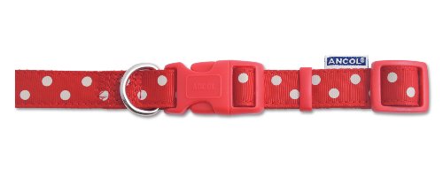 Ancol Nylon verstellbares Halsband Vintage Rot pollka von Ancol