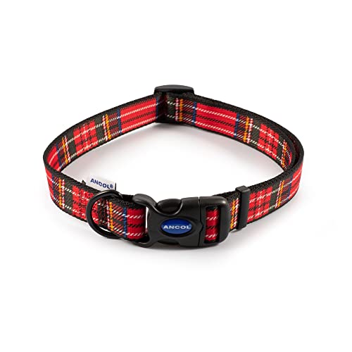 Ancol Verstellbares Nylon-Halsband für kleine Rassen, rotes Schottenkaro-Design, für Hunde, superweiches Polyestermaterial, 45–70 cm, Größe 5–9 Ancol Verstellbares Nylon-Halsband für kleine Rassen, rotes Schottenkaro-Design, für Hunde, superweiches Polyestermaterial, 45–70 cm, Größe 5–9 von Ancol