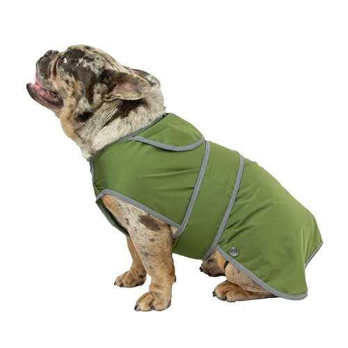 Ancol Stormguard Softshell-Hundemantel in Khaki – wasserdichte Haustier-Regenjacke mit Loch für Geschirr – reflektierende Kanten – Welpenbekleidung – Größe XXL von Ancol