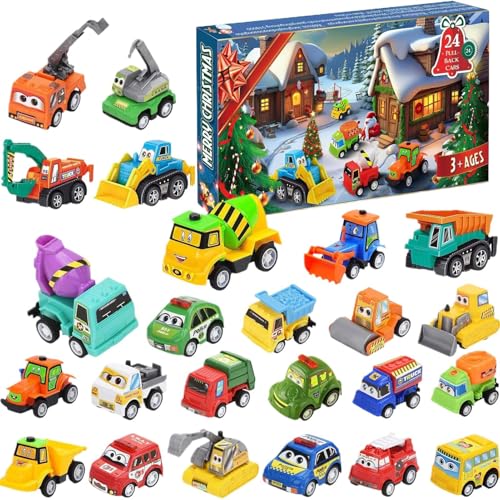 Ancsttu 2025 Weihnachts Adventskalender, 2025 Countdown Kalender Mit Rückzieher Auto Figur, Spielzeugauto Für Jugendliche Mädchen Kinder Kleinkinder Freunde Schwestern von Ancsttu