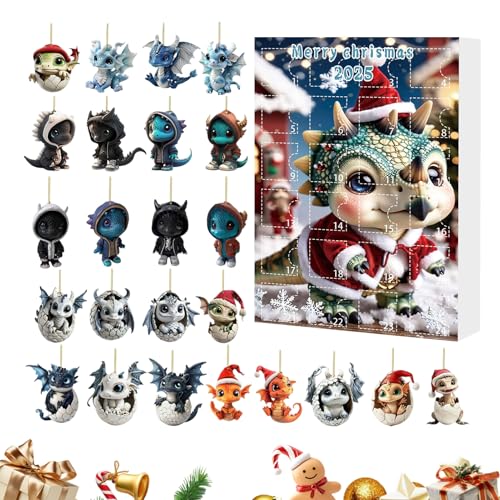 Ancsttu 24 Tage Weihnachtsadventskalender,24 Tage Baby 2D Acryl Hängeornamente - Tieranhänger Countdown Kalender 2025 Für Weihnachtsbaum Party Fenster Wand Auto von Ancsttu