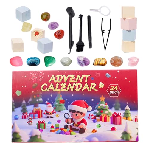 Ancsttu Adventskalender | Kristall Kalender,24 Türchen Zubehör Set Steine Ausgraben Thema für Kinder von Ancsttu