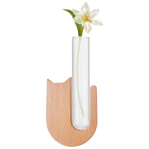 Ancsttu Auto Lüftungsgitter Blumenvasen Clip,Blumenhalter Mit Klipp Für Auto Lüftung | Automobil Zierde Mit Holzoptik Für Frauen Und Mädchen von Ancsttu