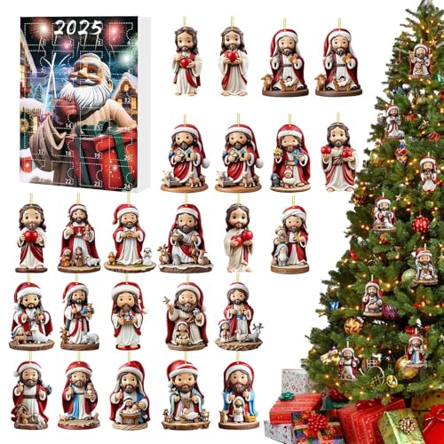 Ancsttu Countdown Kalender,Weihnachts Adventskalender 24 Tage Jesus - 2D Acryl Ornament als festliche Dekoration für Versammlungen, Partys, Wanddekoration, Zuhause, Festivalaktivitäten, Haus von Ancsttu