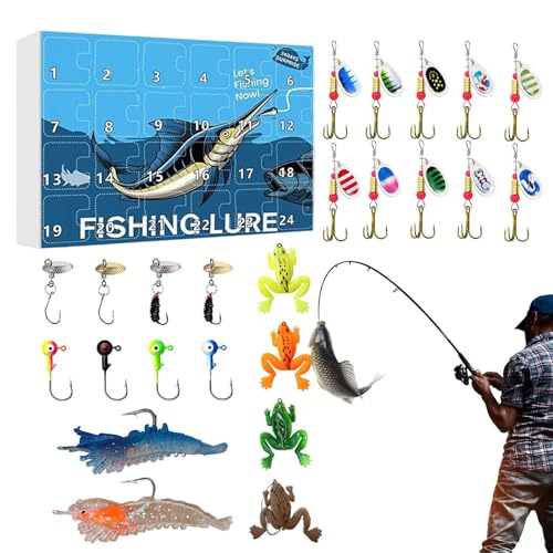 Ancsttu Fishing Weihnachtskalender, Weihnachts Countdown Kalender Angelköder, Köderbox Geschenk für Männer Väter Jugendliche Söhne von Ancsttu