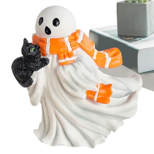 Ancsttu Geisterstatue Wohndekoration, Deko Für Etagere Und Halloween Statue, Dekorative Resin Geisterkatze Skulptur für Nachttisch Bücherregal Fensterbank Schreibtisch Wohnzimmer von Ancsttu