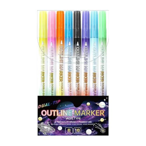 Ancsttu Glitzerstifte Zauberstifte Umrissmarker, 8 Stück Glitzerstifte Magische Stifte Double Line Outline Stifte Metallics Marker Für Kinder Erwachsene Geburtstagskarten Kalender Ancsttu Glitzerstifte Zauberstifte Umrissmarker, 8 Stück Glitzerstifte Magische Stifte Double Line Outline Stifte Metallics Marker Für Kinder Erwachsene Geburtstagskarten Kalender von Ancsttu