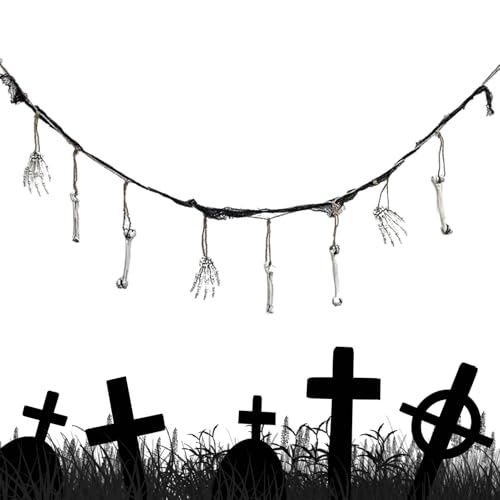 Ancsttu Halloween Banner - Halloween Banner Harz Skelett | 2 Meter Realistische Gruseldekoration als Decken Deko für Café Wohnzimmer Fenster Balkon von Ancsttu