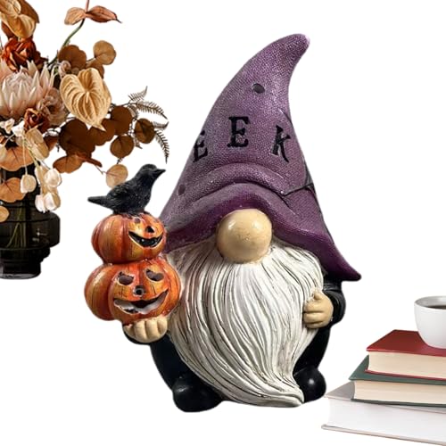 Ancsttu Halloween GNOME,Horror Gartenzwerg Skulptur Für Terrasse - Gothic Resin Deko-Figuren Für Bücherregal TV Sideboard Schreibtisch Eingangsbereich Terrasse Tisch von Ancsttu