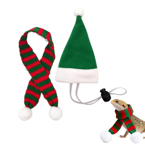 Ancsttu Hüte Für Hühner | Weihnachtsmann Kostüm Verkleidung,Kleintier Schal Und Mini Santa Hut Mit Verstellbarem Kinnband | Für Henne Hamster Kaninchen Kätzchen Welpe Echse Bauernhof Deko von Ancsttu