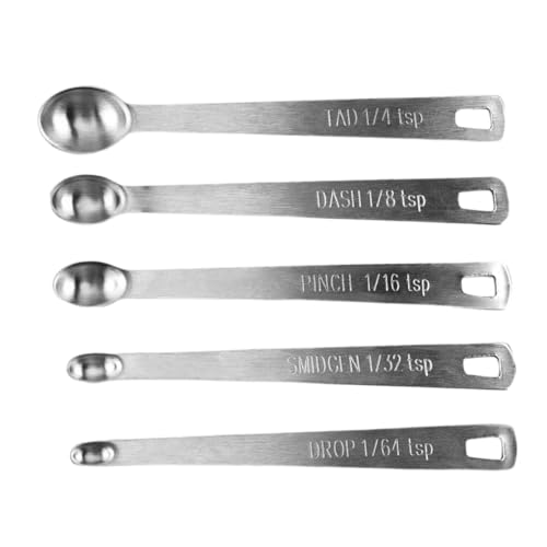 Ancsttu Messlöffel aus Edelstahl, Messlöffel aus Metall - Küchen-Kochmesslöffel | 5-teiliges Mini-Edelstahl-Messlöffel-Becher-Set, Esslöffel-Messset für trockene flüssige Zutaten von Ancsttu