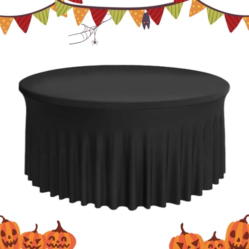 Ancsttu Partytischdeko Tischrock - Elastische Passform Stretch Tischdecke Für Runde Tische | 150 cm 180 cm Tischüberwurf Für Weihnachten Hochzeit Halloween Festbankett Taufe von Ancsttu