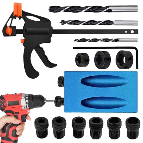 Ancsttu Pocket Hole Jig - 15 Grad Holzverbindungsschablone | Tragbarer Holzverbinder für Ecken Schränke Geländerpfosten Zimmerarbeiten von Ancsttu