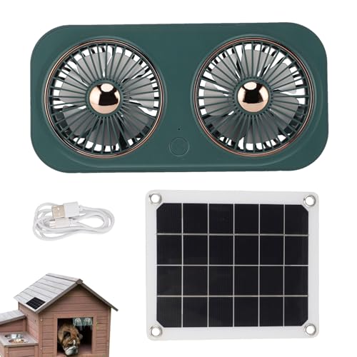 Ancsttu Solarlüfter Für Hundehütte,20W Solarpanel Für Gewächshaus Anwendungen Abluftventilator - Kompakte Wetterfeste Belüftung Für Camping Garage Dachboden Außenbereich von Ancsttu