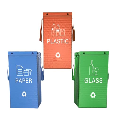 Ancsttu Tragbarer Abfalleimer,Mülleimer Abfallbehälter | Wiederverwendbare 3-teilige 40ml Behältertasche für Wohnung Zuhause Studentenwohnheim Waschküche Schrank Unterbau Badezimmer von Ancsttu