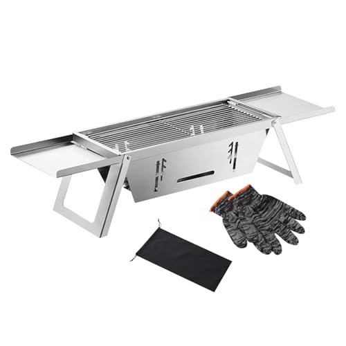 Ancsttu Tragbarer Faltgrill Für Holzkohle - Klappbarer Barbecue Grill | Rost Aus Edelstahl Für Den Einsatz Bei Zu Hause Balkon Tisch Picknick Camping Reisen von Ancsttu