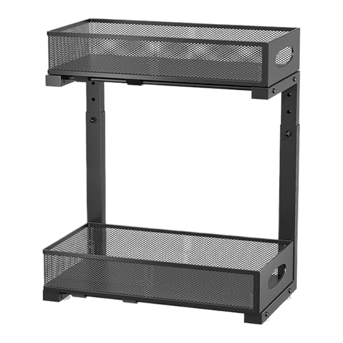 Ancsttu Unterbauschrank Organizer | 2 Ebenen Ausziehbar Schrank Organizer Waschbecken | Höhenverstellbarer KüchenFür Haushalt Schrank Waschraum Badezimmer von Ancsttu