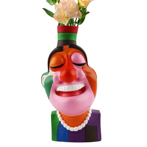 Eclectic Face Vasen Für Blumen, 8,1 Zoll Einzigartige Bunte Dekorative Gesichtsvase Abstrakte Kopf Blumenvase Für Die Heimdekoration von Ancsttu