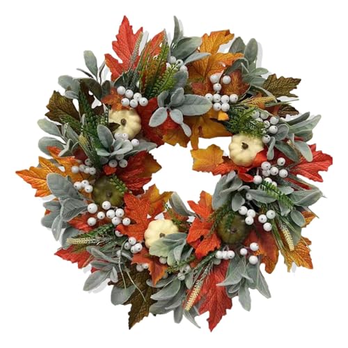 Herbstkranz Für Haustür, 45cm Thanksgiving Kranzs Mit Ahornblättern Und Kürbis Deko Künstlicher Herbstkranz Dekokranz Für Fensters Tür Tisch Kamin Herbstkranz Für Haustür, 45cm Thanksgiving Kranzs Mit Ahornblättern Und Kürbis Deko Künstlicher Herbstkranz Dekokranz Für Fensters Tür Tisch Kamin von Ancsttu