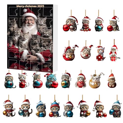 Katzen Adventskalender 2025, 2D Acryl Niedliche Katzendeko Ornament 24-Tage Adventskalender Weihnachtsdekorationen Für Auto Innenspiegel Fenster Weihnachtsbaum Tür Katzen Adventskalender 2025, 2D Acryl Niedliche Katzendeko Ornament 24-Tage Adventskalender Weihnachtsdekorationen Für Auto Innenspiegel Fenster Weihnachtsbaum Tür von Ancsttu