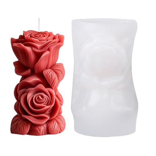 Kerzen Silikonformen, Blumen Kerzenform Silikon Blumensäule Kerzenform Wiederverwendbare Rosen Blumen Silikonform Für Die Heimdekoration von Ancsttu