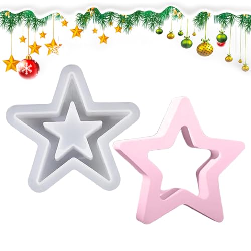 Ancsttu Silikonform Weihnachtsstern, Kreativ Stern Silikonharzformen Hohles Design Stern Ornament Silikonform Wiederverwendbare Kerzenform Aus Silikon Für Weihnachten Schmücken von Ancsttu