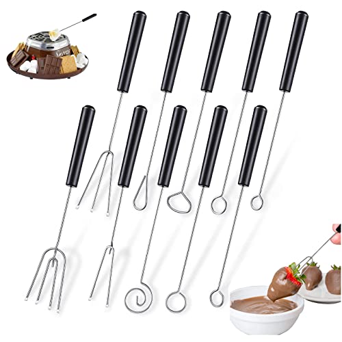 10 Stück Edelstahl Schokolade Tauchgabel, Pralinenbesteck Tauchgabel Pralinenbesteck Schokolade Gabel Set, DIY Backen für handgemachte Pralinen, Frucht-Schokoladen-Dip-Gabel von Ancuioyz