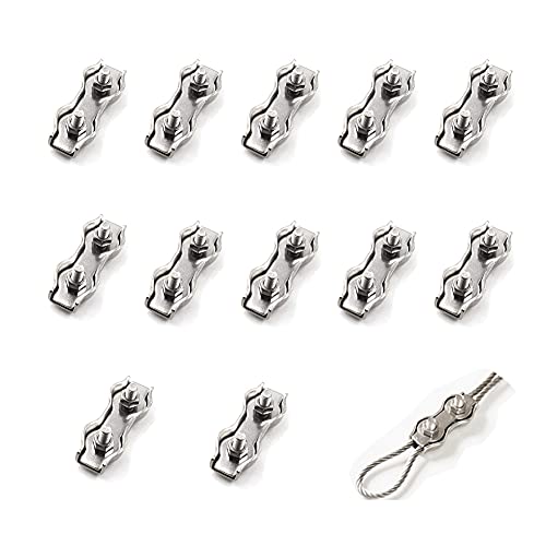 12 Stück Stahldrahtseil Doppelklemme M2, Edelstahlkabelklemme Stecker Bremskabel Befestigungsklemme, Verwendet Für 1mm Stahldrahtseil von Ancuioyz