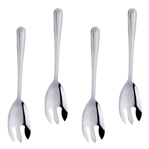 Salatbesteck Edelstahl, Löffel Salat Besteck Salatbesteck Steakgabel Servierlöffel Edelstahl, Salatbesteck Salatbesteck Set Salatgabel Esslöffel Ramen Löffel (4 groß) von Ancuioyz