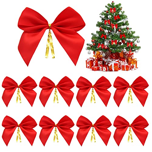 Ancuioyz 50 Stück Weihnachtsschleife, 5 * 8cm Weihnachten Glitter Bowknots Satinschleifen Festival Weihnachtsdekorationen Weihnachtsbogen Red, Für Weihnachtsbaum, Geschenkboxdekoration von Ancuioyz