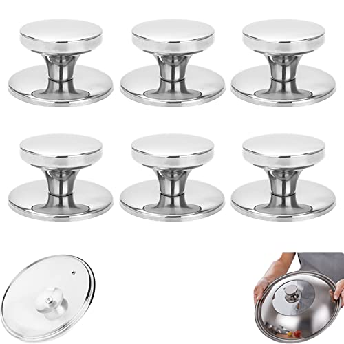 6 Stück Edelstahl Topfdeckelgriffe, Universalgriff für Topfdeckel Hitzebeständiger Topfdeckel-Ersatzgriff, Wird zum Wechseln von Deckelknöpfen für Pfannen und Wasserkocher Verwendet von Ancuioyz
