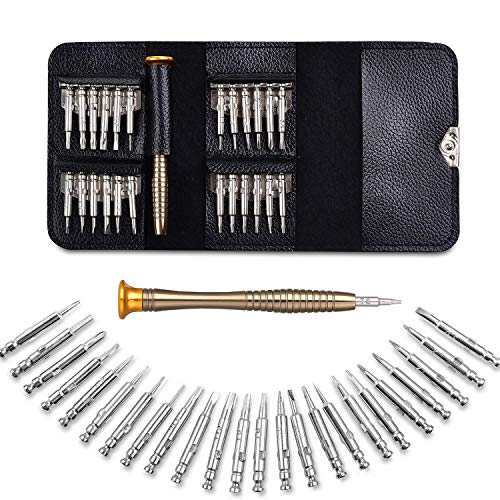 Präzisionsbrillenreparatur-Schraubendreher-Set,Mini-SchrauBendreher-Werkzeugsatz 25 In 1, Mit Ledertasche, Computer, Uhr, Computer, Elektronikwerkstatt, Brillenreparatur von Ancuioyz