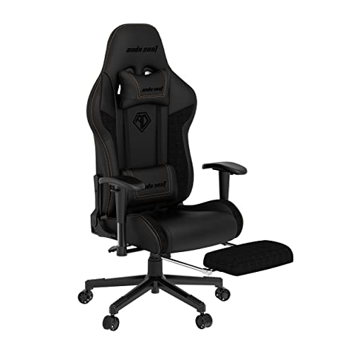 Anda Seat Jungle 2 Gaming Stuhl Schwarz Mit Fußstütze - Premium Leder Gaming Chair, Ergonomischer Bürostuhl mit Unterstützung der Lendenwirbelsäule - Gamer Stuhl für Erwachsene und Jugendliche von Anda Seat