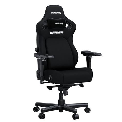 Anda Seat Kaiser 4 Gaming Stuhl für Erwachsene - XL Liegestühle Videospielstühle mit 4 Ebenen Pop-Out Lendenwirbelsäule Leinenstoff Heavy Duty Nacken- & Rückenstütze - Schwarzer Stoff Ergonomischer von Anda Seat