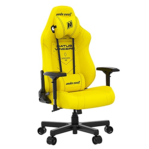 Anda Seat Navi Pro Gaming Stuhl Gelb - Premium Leder Gaming Chair, Ergonomischer Bürostuhl mit Unterstützung der Lendenwirbelsäule und Kissen - Gamer Stuhl für Erwachsene und Jugendliche von Anda Seat
