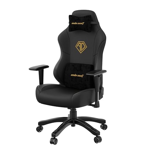 Anda Seat Phantom 3 Gaming Stuhl für Erwachsene – Ergonomisch PC Stuhl mit verstellbaren 2D Armlehnen, PVC-Leder, Kopfstütze & Lendenkissen, Bequemer Design, Belastbarkeit bis 90 kg, Schwarz von Anda Seat