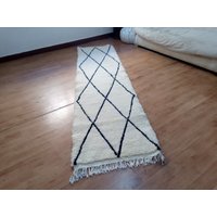 Handgewebter Beni Ouarain Teppich - Berber 9.5x2.4 Ft /290x74cm Approx von AndaluciaCrafts