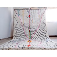 Handgewebter Beni Ouarain Teppich Style Berber - Farbiges Design Mehrfarbiges Muster von AndaluciaCrafts