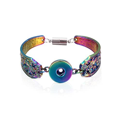 Andante NEON Metallarmband für Chunks Click-Buttons - Kompatibel mit allen Chunk-Herstellern - Material: Legierung - Regenbogen von ANDANTE