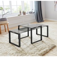 ACTONA GROUP Couchtisch "Karolina", (Set, 2 St.), aus rauchfarbigen Glas und schönem pulverbeschichtetem Metallgestell von Actona Group