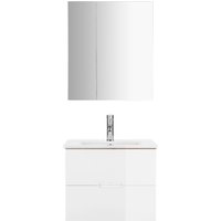 welltime Badmöbel-Set "Lund Badmöbel Set Badschrank Badezimmerset", (Komplett-Set), Spiegelschrank, Waschtisch und Waschbecken Breite 60cm von Welltime