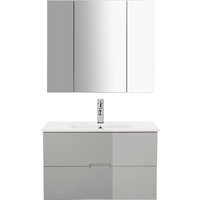 welltime Badmöbel-Set "Lund Badmöbel Set Badschrank Badezimmerset", (Komplett-Set, 3 St.), Waschtisch, Spiegelschrank und Becken Breite 80cm von Welltime