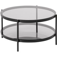 ACTONA GROUP Couchtisch "Bayern", Rauchfarbene Glastischplatte, Metallgestell, Ablageboden, runde Form von Actona Group