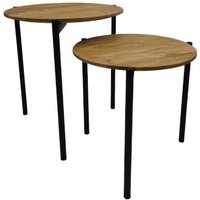andas Couchtisch "Kotka", (Im Set zwei Couchtische), Tischplatte aus massiver Eiche, Beingestell aus Metall von Andas
