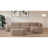 andas Ecksofa "EIVIND Designer Sofa mit Ottomane rechts/links, B/T/H: 343/159/72 cm", L-Form mit Wellenunterfederung, auch in Feincord und Bouclé von Andas
