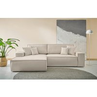 andas Ecksofa "Finnley Schlafsofa 267 cm in Bouclé u. Struktur fein, L-Form,", Schlaffunktion m. Bettkasten (136/210 cm), Bouclé, Struktur von Andas