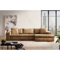andas Ecksofa "SLEETLAND XXL in Samtvelours oder Vintage-Leder-Optik, L-Form,", besonders groß und bequem von Andas