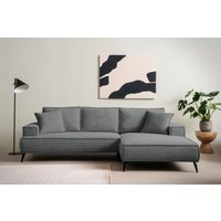andas Ecksofa "TVINNU, L-Form, 275cm, in Cord und Leinenoptik" wahlweise Recamiere rechts/links, schwarze Füße, bequemer Sitzkomfort von Andas