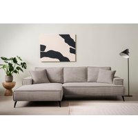 andas Ecksofa "TVINNU, L-Form, 275cm, in Cord und Leinenoptik" wahlweise Recamiere rechts/links, schwarze Füße, bequemer Sitzkomfort von Andas