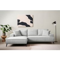 andas Ecksofa "TVINNU, L-Form, 275cm, in Cord und Leinenoptik" wahlweise Recamiere rechts/links, schwarze Füße, bequemer Sitzkomfort von Andas